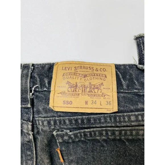 Vintage Levis 550 Orange Tab Relaxed Fit Tapered Leg Trashed Jeans USA